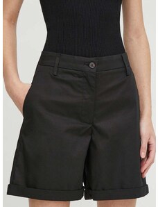 Šortky Tommy Hilfiger dámske, čierna farba, jednofarebné, vysoký pás, WW0WW41769