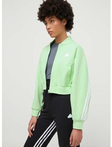 Mikina adidas dámska, zelená farba, s nášivkou, IS3651