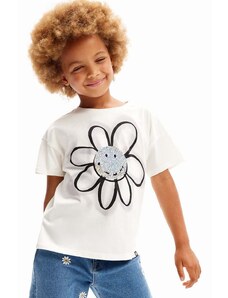 Detské bavlnené tričko Desigual biela farba