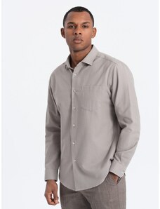Ombre Clothing Ležérna šedá košeľa s vreckom V1 SHCS-0148