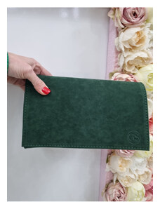 Katrin's Fashion Spoločenská zelená semišová listová kabelka Grosso