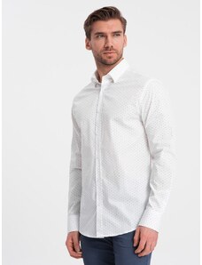 Ombre Clothing Zaujímavá biela košeľa s trendy vzorom V1 SHCS-0156