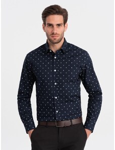Ombre Clothing Zaujímavá granátová košeľa s trendy vzorom V2 SHCS-0156