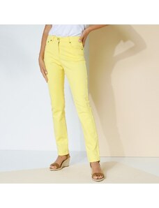 Blancheporte Rovné strečové nohavice pre vyššiu postavu žltá 036