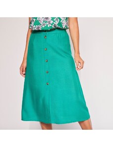 Blancheporte Jednofarebná sukňa na gombíky z eco-firendly viskózy zelená 036