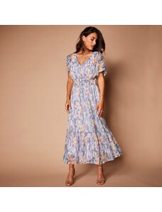 Blancheporte Dlhé šaty s potlačou a lurexovým vláknom modrosivá 038