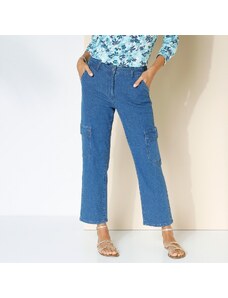 Blancheporte 7/8 nohavice zo strečovej džínsoviny s vreckami modrá 036