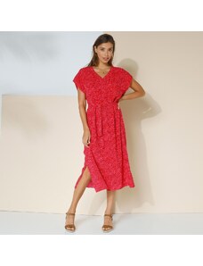 Blancheporte Rovné midi šaty s potlačou červená/ružová 036
