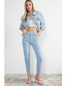 Trendyol Collection Svetlomodré Slim Mom Jeans s vysokým pásom