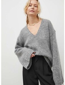 Vlnený sveter By Malene Birger dámsky, šedá farba, teplý