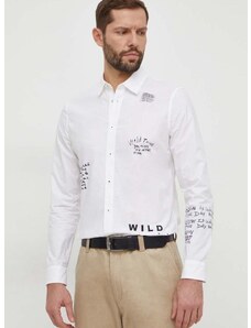 Bavlnená košeľa Desigual pánska, béžová farba, regular, s klasickým golierom, 24SMCW19