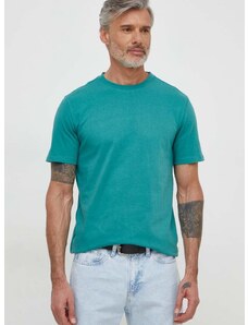 Bavlnené tričko Desigual pánsky, zelená farba, jednofarebný
