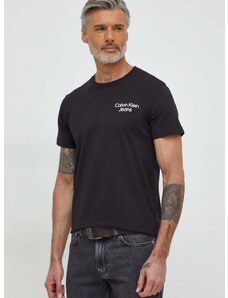 Bavlnené tričko Calvin Klein Jeans pánsky, čierna farba, s potlačou, J30J325186