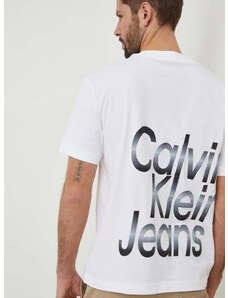 Bavlnené tričko Calvin Klein Jeans pánsky,biela farba,s potlačou,J30J325699