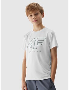 4F Chlapčenské rýchloschnúce športové tričko - biele