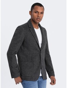Ombre Clothing Men's checkered blazer with wool - graphite V2 OM-BLZB-0117