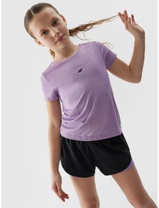 4F Dievčenské rýchloschnúce športové tričko - fialové