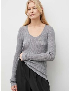 Vlnený sveter By Malene Birger dámsky, šedá farba, tenký
