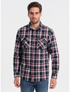 Ombre Clothing Trendy flanelová károvaná červeno granátová košeľa SHCS-0137