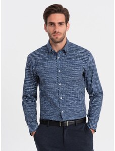 Ombre Clothing Jedinečná granátová košeľa s trendy vzorom V1 SHCS-0140