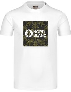 Nordblanc Biele pánske bavlnené tričko SQUARED