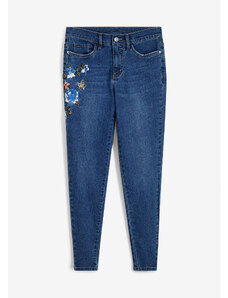 bonprix Skinny džínsy s vyšívkou, farba modrá