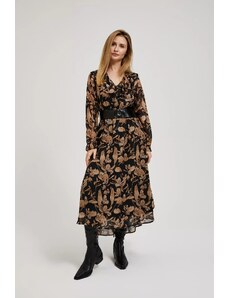Moodo Black dress with a flared bottom and a floral print