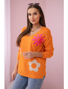 Kesi Sweater blouse with orange floral pattern