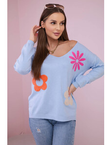 Kesi Sweater blouse with blue floral pattern