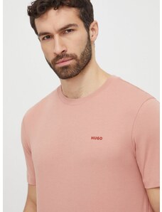 Bavlnené tričko HUGO ružová farba,jednofarebný,50466158