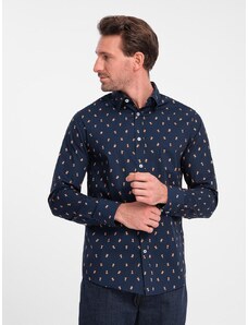 Ombre Clothing Zaujímavá granátová košeľa s trendy vzorom V3 SHCS-0151