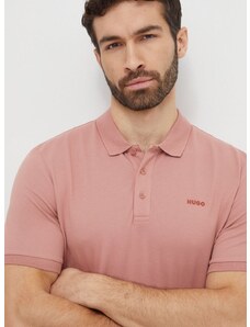 Bavlnené polo tričko HUGO ružová farba,jednofarebný,50466182
