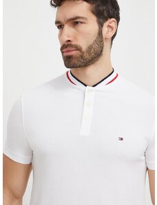 Polo tričko Tommy Hilfiger pánsky, biela farba, jednofarebný