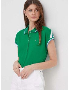Polo tričko Tommy Hilfiger dámsky, zelená farba