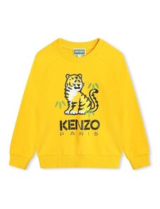 Detská bavlnená mikina Kenzo Kids žltá farba, s potlačou