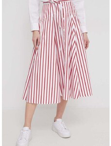 Bavlnená sukňa Polo Ralph Lauren červená farba,midi,áčkový strih,211925079