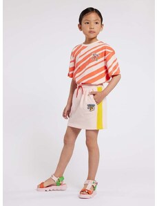 Dievčenská bavlnená sukňa Kenzo Kids ružová farba, mini, rovný strih