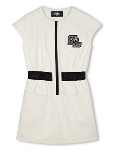Dievčenské šaty Karl Lagerfeld béžová farba, mini, rovný strih