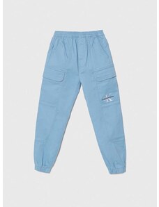 Detské nohavice Calvin Klein Jeans hnedá farba, jednofarebné