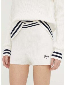 Šortky Tommy Jeans dámske,béžová farba,jednofarebné,vysoký pás,DW0DW17781