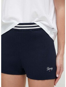 Šortky Tommy Jeans dámske,tmavomodrá farba,jednofarebné,vysoký pás,DW0DW17781