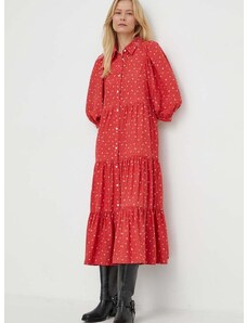 Šaty Levi's červená farba, midi, áčkový strih