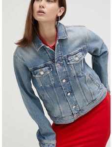 Rifľová bunda Tommy Jeans dámska,prechodná,oversize,DW0DW16994