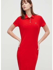 Šaty Tommy Jeans červená farba,mini,priliehavá,DW0DW18146