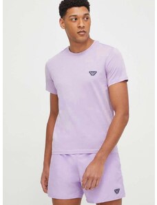 Bavlnené tričko Emporio Armani Underwear pánsky, fialová farba, jednofarebný