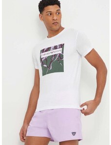 Bavlnené tričko Emporio Armani Underwear pánsky, biela farba, s potlačou