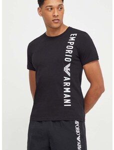 Bavlnené tričko Emporio Armani Underwear pánsky, čierna farba, s potlačou
