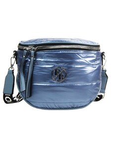 Fashion Bag Moderná dámska crossbody kabelka / ľadvinka metalická svetlo modrá
