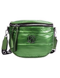 Fashion Bag Moderná dámska crossbody kabelka / ľadvinka metalická zelená