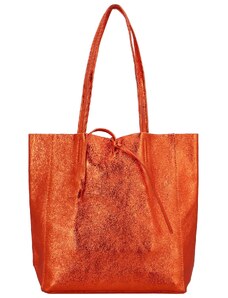 Dámska kožená kabelka oranžová - Delami Vera Pelle Ernesta oranžová
